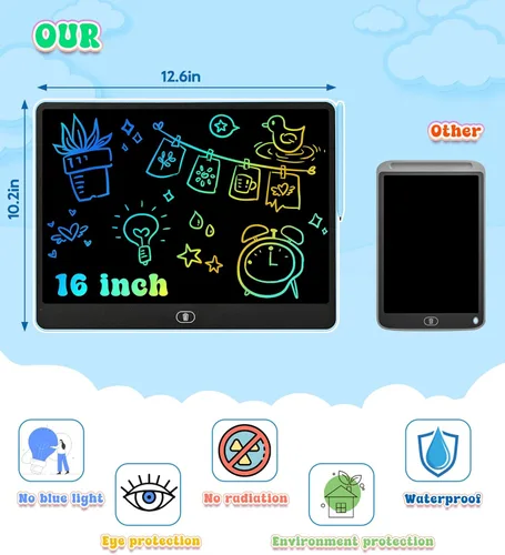 Miniatura 3 de Tableta de escritura LCD para niños, tabletas de dibujo coloridas de 16 pulgadas, juguetes educativos de aprendizaje para niños de 3, 4, 5, 6, 7, 8
