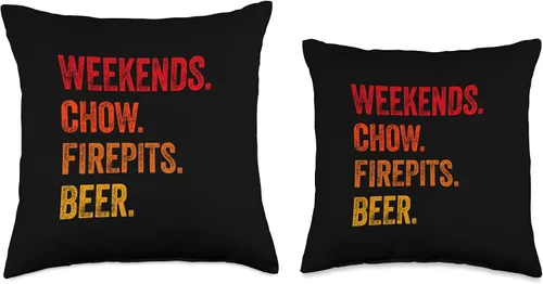 Miniatura 3 de Distressed Puppy Chow Hiking & Camping Gifts Weekends Chow Firepits Beer Funny Dog Throw Pillow, 16x16, Multicolor