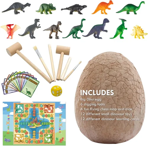 Miniatura 8 de DoDoMagxanadu Kit de excavación de huevos de dinosaurio, juguetes de huevos de dinosaurio para niños, descubre huevos jumbo, kit de excavación