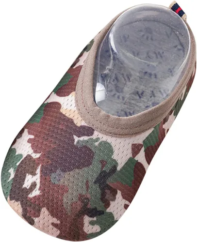 Pantuflas de animales de peluche iluminados, zapatos descalzos antideslizantes de camuflaje para niños, calcetines para niños, zapatos de 1 a 5 años