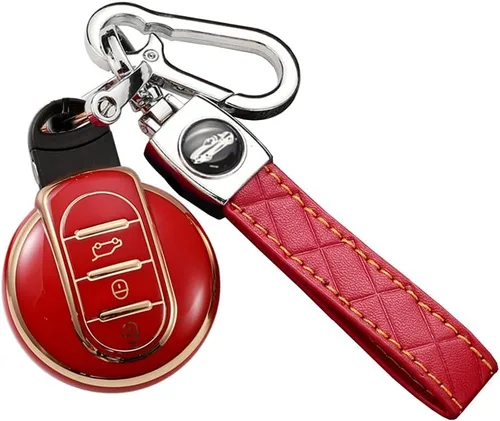 Miniatura 7 de SANRILY Golden-Edge - Funda para llavero de 3 botones para Mini Cooper Countryman S ONE JCW F54 F55 F56 F57 F60 Clubman sin llave, protección Negro