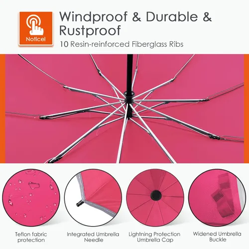 Miniatura 5 de Bodyguard Inverted Umbrella, Large Windproof Umbrellas for Rain & Sun, Compact Umbrella Reverse Umbrella with Reflective Stripe, Teflon Umbrella for