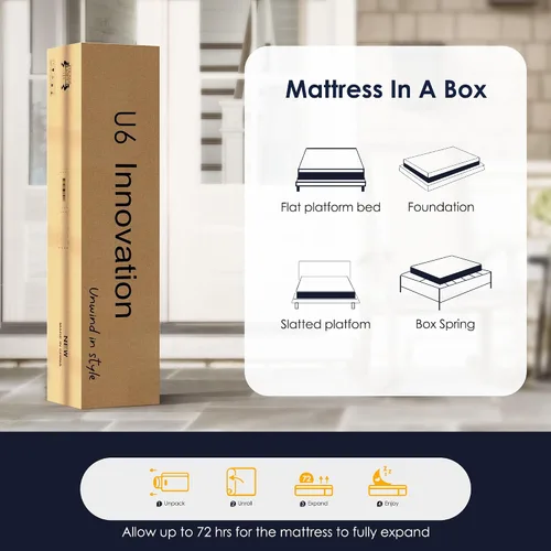 Miniatura 6 de Colchón negro matrimonial, colchón híbrido de 10 pulgadas tamaño matrimonial, firmeza media con espuma viscoelástica y resortes en bolsillo, funda