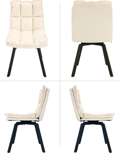 Miniatura 9 de BedsPick Juego de 2 sillas de comedor giratorias de 360°, silla de cocina tapizada de piel sintética, silla de comedor moderna de mediados de siglo