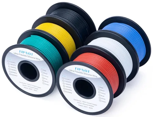 Miniatura 21 de Cable de 8 AWG Alambre Calibre 8 de Silicona - Carrete Negro de 25 pies, Alambre de Cobre Estañado Trenzado Extra Flexible 8AWG para Soldadura 200℃
