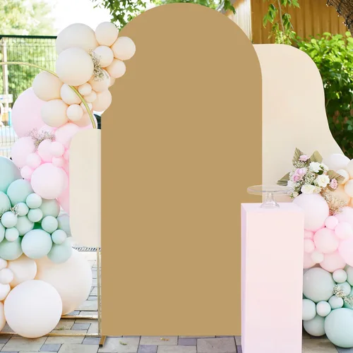 Miniatura 11 de FUHSY Cubierta de Soporte de Arco de 7.2 Pies Color Beige Ajustada Cubierta de Telón de Fondo de Arco de Boda Globo Chiara Paneles de Telón de Fondo