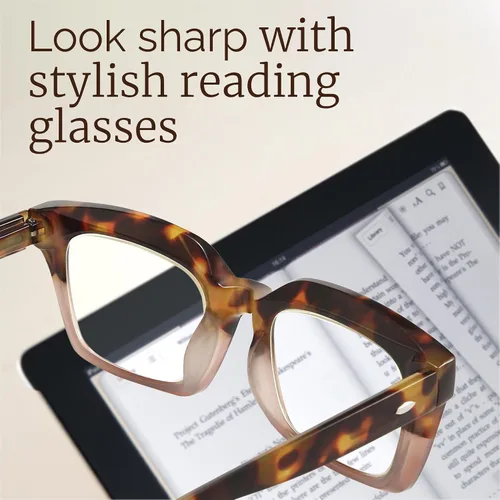 Miniatura 2 de miyya Gafas de lectura elegantes para mujeres, Gafas de lectura, Lectores de luz azul de gran tamaño, Gafas de moda, Paquete de 4