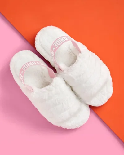 Miniatura 7 de xo, Fetti Pantuflas con correa de novia, piel blanca, decoraciones de despedida de soltera, sandalias para el día de boda, regalo de dama de honor