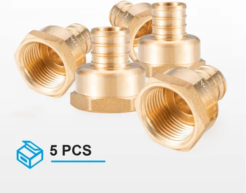 Miniatura 4 de (5 unidades) Adaptador de rosca NPT hembra de 3/4 pulgadas PEX x 3/4 pulgadas F1807, conector de engarce de latón LF para tubería PEX-b