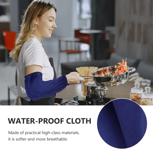 Miniatura 7 de Luxshiny 4 pares de mangas largas impermeables a prueba de aceite para cocinar, lavado de platos, protección de limpieza de 15.74 pulgadas, ajuste