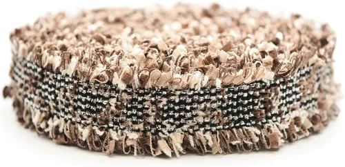 CRAFTMEMORE Cinta de encaje de tweed de lujo, adornos de tela bordados, apliques bordados, manualidades de costura para disfraces (plata sobre Plata