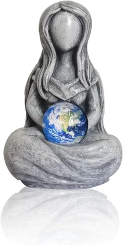 Estatua de Gaia Madre Tierra, sosteniendo la tierra, estatua de diosa, estatua de arte abstracto de diosa, decoración retro de resina para oficina,