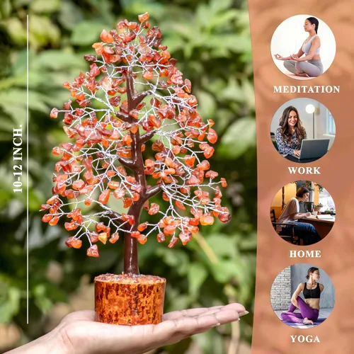 Miniatura 2 de ZAICUS Árbol de cristal de cornalina – Árbol de la vida de chakras, árbol de piedras preciosas para energía positiva, decoración de Feng Shui
