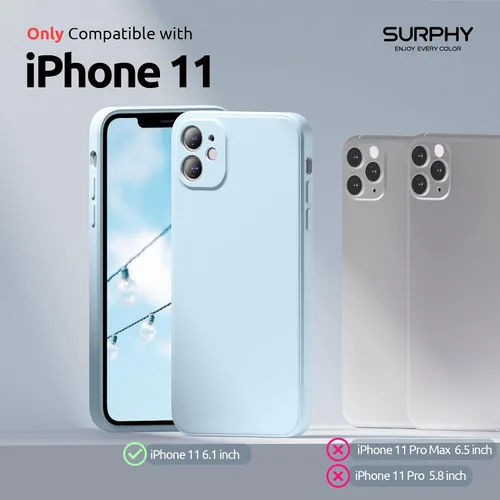Miniatura 2 de SURPHY Diseño para Funda iPhone 11 con Protección de Cámara, Diseño Delgado de Borde Recto, Funda de Teléfono de Silicona Líquida para iPhone 11