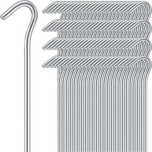 Blulu 100 estacas de metal resistentes de 7 pulgadas, estacas galvanizadas de metal para tienda de campaña, estacas de jardín para jardín, valla,