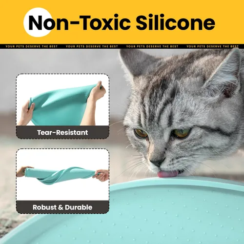 Miniatura 3 de Conlun Tapete de comida para perros, bordes elevados de 1/2 pulgada, tapete de alimentación para gatos para contención de derrames, tapete