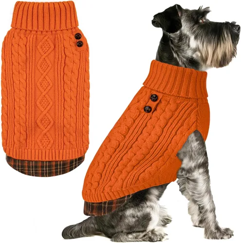 Miniatura 44 de KYEESE - Suéter para perro mediano, suéter tejido con estampado de cuadros, cálido abrigo de mascotas para otoño e invierno
