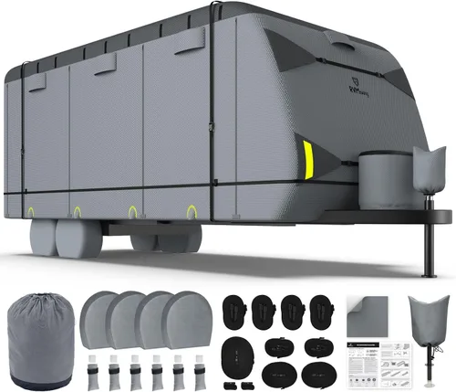 Miniatura 12 de RVMasking - Funda para remolque de viaje RV de 15-18 pies, cubierta de cámper de 7 capas extra gruesa, impermeable y resistente al viento
