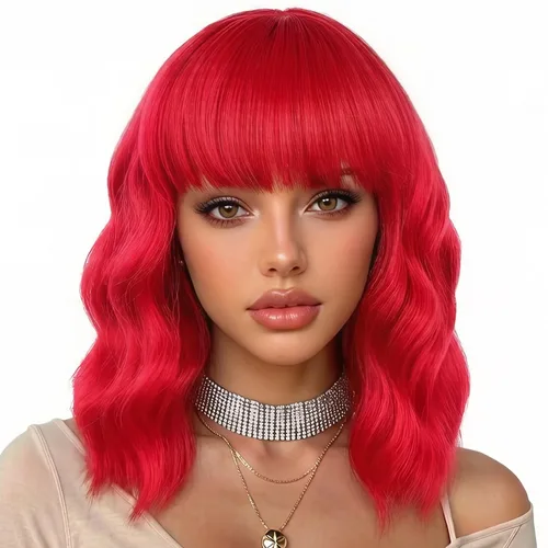 Miniatura 11 de eNilecor Peluca de color negro a marrón para mujer, peluca de pelo corto ondulado rizado con flequillo, 14 pulgadas, disfraz de fiesta sintético