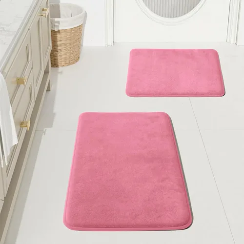 Miniatura 17 de HUXMEYSON Juego de alfombras de baño de 2 piezas, juego de alfombrillas antideslizantes y de secado rápido, alfombras de baño ultra suaves de Negro