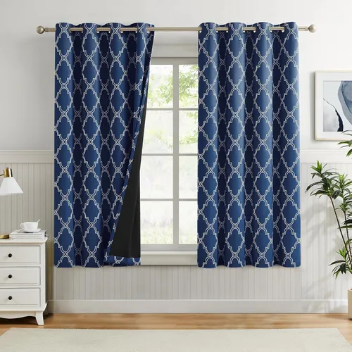 Miniatura 26 de Melodieux Cortinas 100% opacas de 96 pulgadas de largo para sala de estar, dormitorio estilo marroquí, aislamiento térmico, ahorro de energía