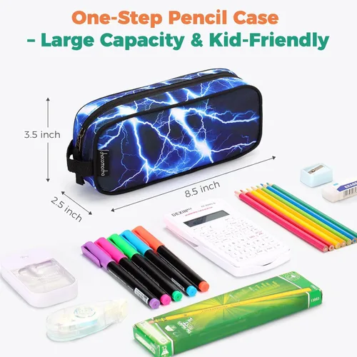 Miniatura 2 de Choco Mocha Estuche para lápices para niños, Bolsa de lápices con cremallera suave para niños, Estuche para lápices para niños para la escuela, Azul