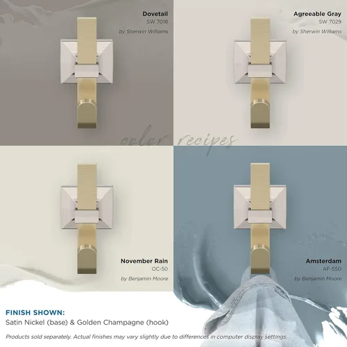 Miniatura 6 de Amerock HBX36686BBZG10 Burbank Gancho decorativo de pared de una sola punta Gancho de níquel satinado y champán dorado para abrigos, sombreros