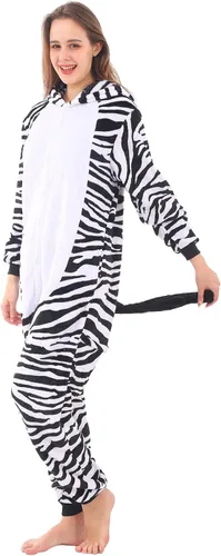 Miniatura 8 de WAFUNNE Pijamas de animales para adultos, disfraces de una pieza para hombres, mujeres, unisex, adolescentes, cebra