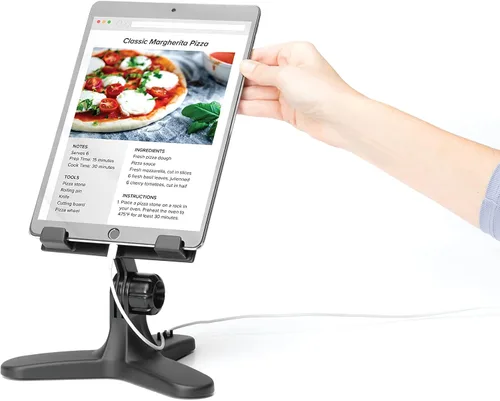 Miniatura 2 de WeatherTech Soporte para tablet (negro/gris) con pomos negros para tablet, soporte para tablet para escritorio, mesa o encimera de cocina, soporte