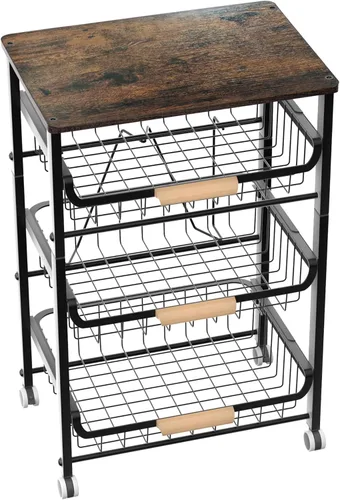 Miniatura 8 de NiuYichee - Cesta de almacenamiento de frutas de cocina de 3 capas con estante para snacks, estante de almacenamiento en encimera, estante