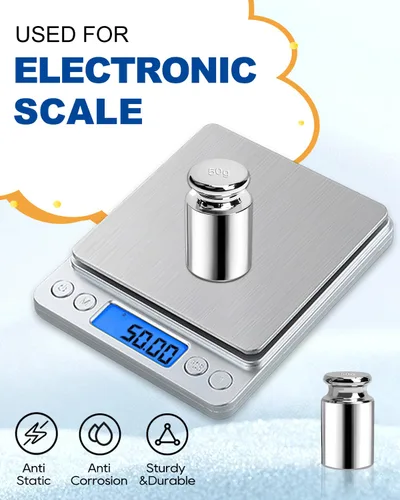 Miniatura 5 de UCEC Pesos de calibración para báscula digital, pesos de 50 g, peso de balance de acero inoxidable de precisión para laboratorio, calibración