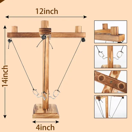 Miniatura 3 de Juego de lanzamiento de anillos para adultos, juegos de patio, anillos de madera para lanzar anillos, juegos de interiores al aire libre, juego