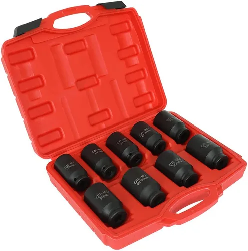 Miniatura 2 de Juego de dados de eje de impacto profundo de 1/2 pulgada de 1/2 pulgada, junta de husillo Cr-V, dados de tuerca de rueda de alto par para la mayoría