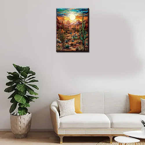 Miniatura 3 de Pintura de diamantes para plantas suculentas tropicales para adultos, arte de cristal de taladro completo 5D del desierto de Arizona, Estados