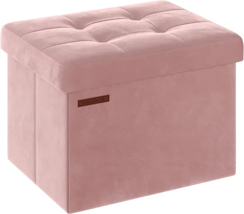Miniatura 8 de SONGMICS Otomana pequeña plegable de almacenamiento, taburete reposapiés, 12.2 x 16.1 x 12.2 pulgadas, otomana con almacenamiento, carga de hasta