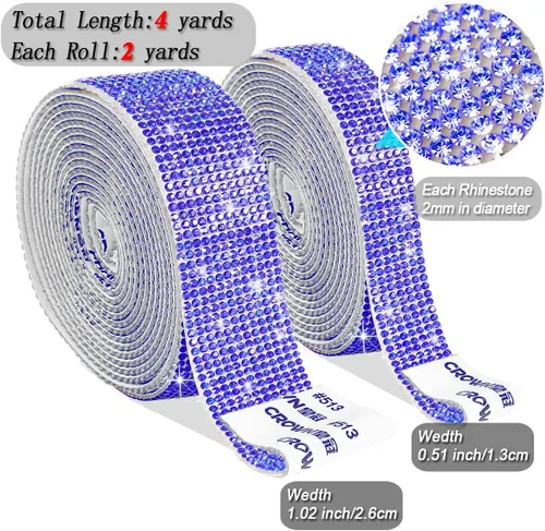 Miniatura 5 de 2 rollos de calcomanías autoadhesivas con diamantes de imitación de 0.079 pulgadas (0.079 in) para decoración de automóviles, manualidades