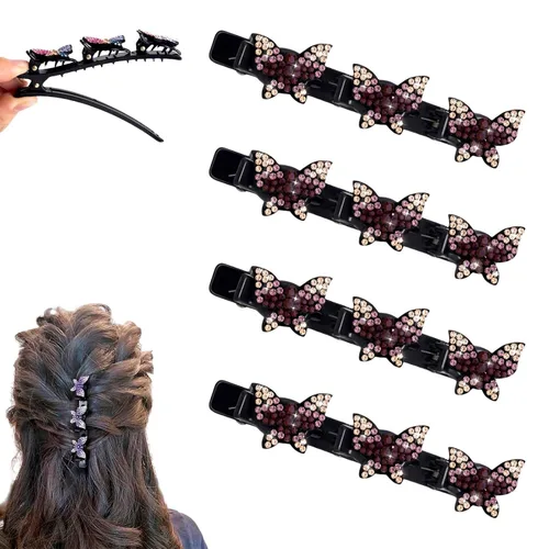 Miniatura 25 de Pinzas para el cabello trenzadas con piedra de cristal brillante para mujeres y niñas, pinzas para el cabello con diamantes de imitación 2025