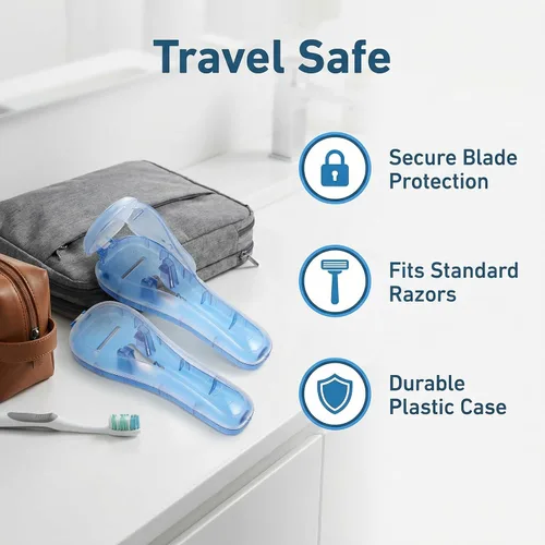 Miniatura 3 de Beavorty Estuche de viaje para maquinilla de afeitar, paquete de 2 unidades, contenedor de plástico duradero, caja de almacenamiento portátil