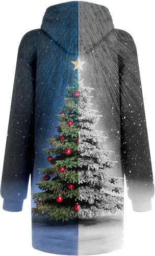 Miniatura 3 de Vestido de Navidad para mujer, con bolsillos, estampado de moda, de manga larga, sin botones, S-2XL