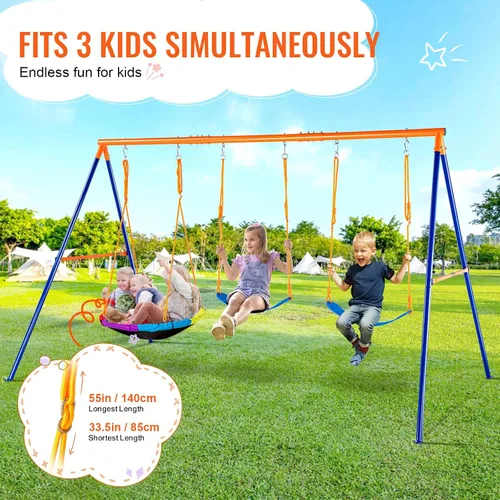 Miniatura 4 de VEVOR Juegos de columpios para patio trasero, con 1 asiento de columpio de platillo, 1 asiento de columpio de cinturón, juego de columpio