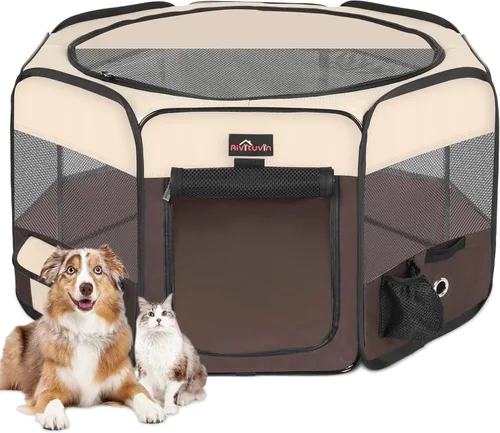 Aivituvin Corralito para Perros, Parques de Juego Plegables para Mascotas con Bolsa de Transporte para Gatos, Cachorros, Conejos, Jaulas Portátiles