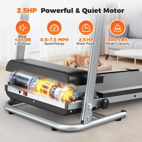 Miniatura 5 de Lastforever Caminadora plegable para uso doméstico, motor silencioso de 2.5 HP, 0.5 a 7.5 MPH con 8% de inclinación manual, cinta de correr