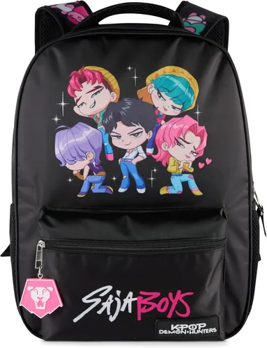 Miniatura 21 de AI ACCESSORY INNOVATIONS K-Pop Demon Hunters - Mochila de 16 pulgadas para niñas, con un Derby de cara grande con orejas 3D y bordado, dije de bolsa