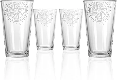 Miniatura 16 de Rolf Glass Compass Star - Vaso de vino sin tallo, vasos sin tallo de 15.75 onzas, juego de 4, cristalería con temática náutica, elegante vaso
