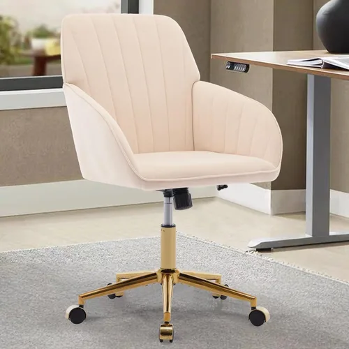 Miniatura 18 de Silla moderna de oficina en casa, cómoda silla de escritorio de terciopelo, silla de tocador de maquillaje con ruedas, silla giratoria ajustable