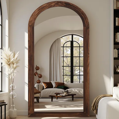 Miniatura 21 de Espejo de longitud completa, espejo de madera de 71 x 32 pulgadas, espejo de piso de madera con soporte, espejos de pie de gran tamaño, espejos