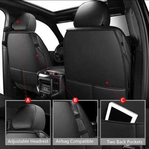 Miniatura 3 de MIROZO - Juego completo de fundas para asientos de Dodge Ram, 5 piezas, fundas para asientos de auto impermeables, compatibles con Ram 2009-2025