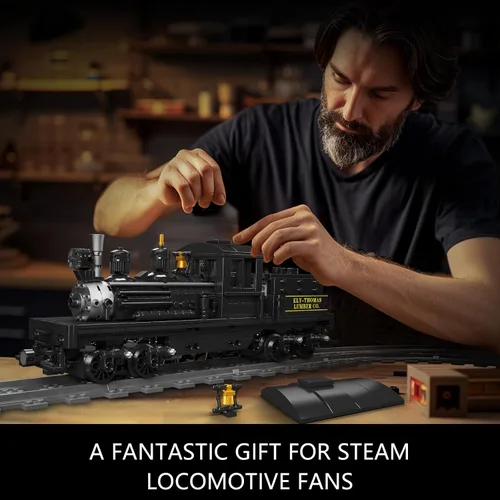 Miniatura 7 de Mould King - Juego de construcción de locomotora de vapor tipo Shay con iluminación LED, kit de bloques de tren modelo con control remoto/APP