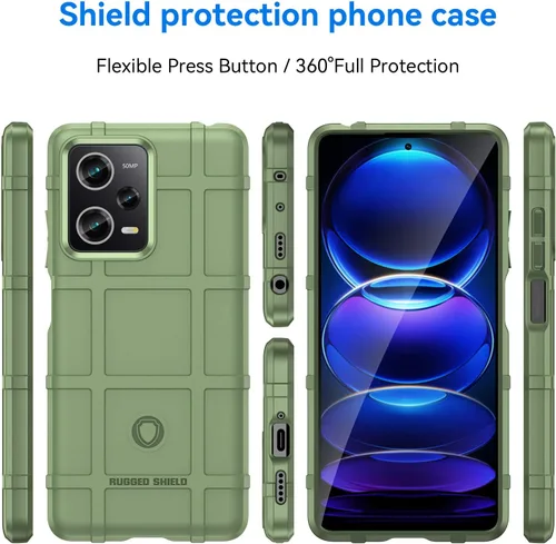 Miniatura 2 de Funda delgada para Xiaomi Poco X5 Pro, funda para Redmi Note 12 Pro 5G, resistente funda protectora con grado militar a prueba de golpes y Verde