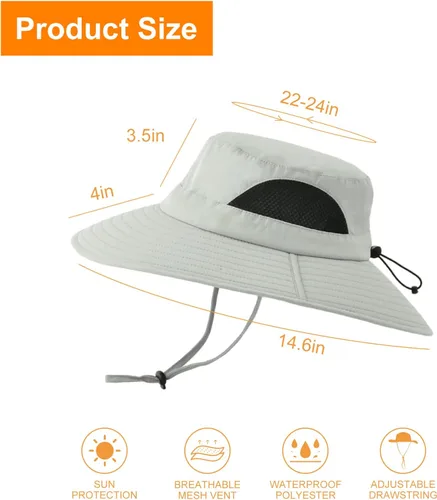 Miniatura 4 de Surblue Sombrero de sol para mujeres/hombres, sombrero de pesca con protección UV UPF 50+ sombrero de pescador de ala ancha Gris claro
